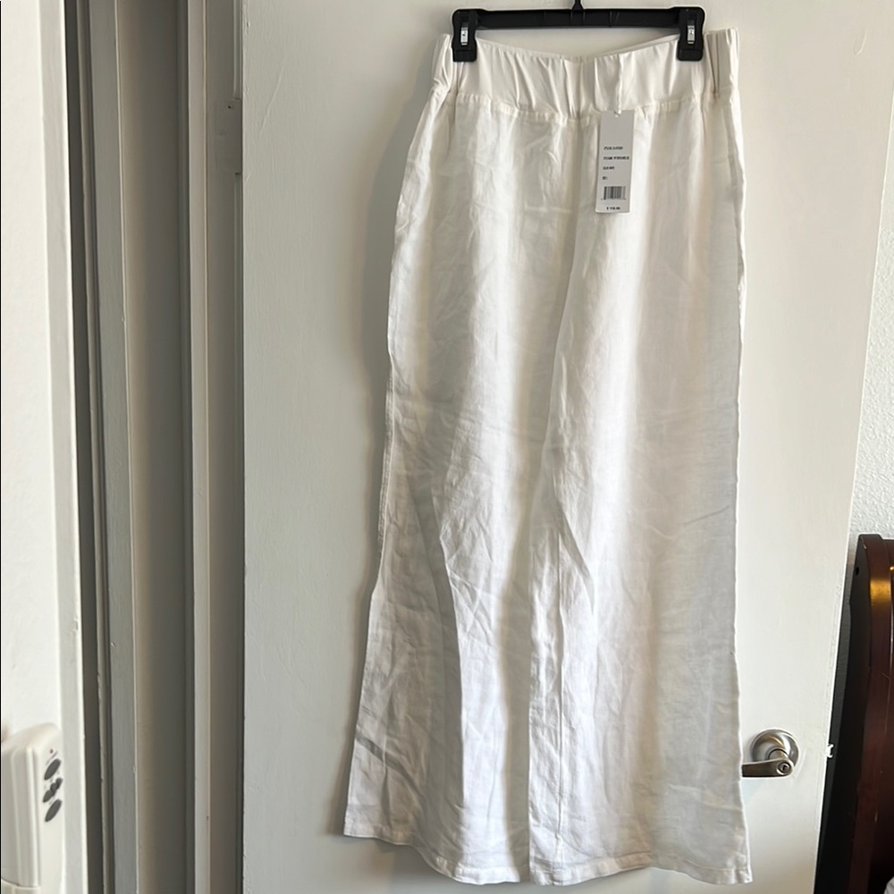 Karyn Seo Elegant White Linen Psnts - Picture 2 of 4